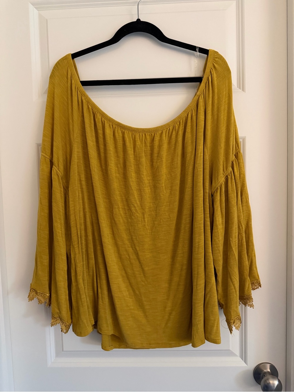 NWOT Soulmates Mustard Off-Shoulder Bell Sleeve Tunic